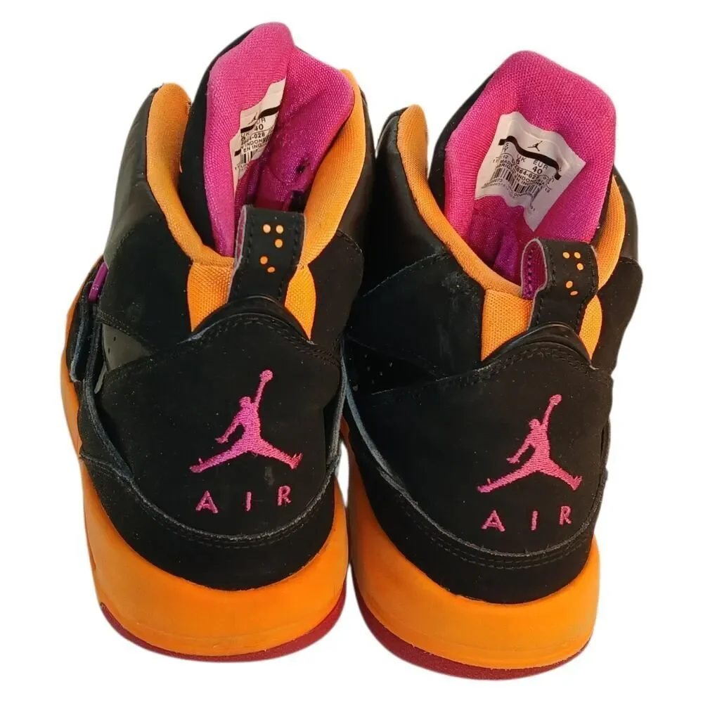 Nike Air Jordan Flight 45 Athletic Sneakers - Black/Orange/Pink - Youth 7